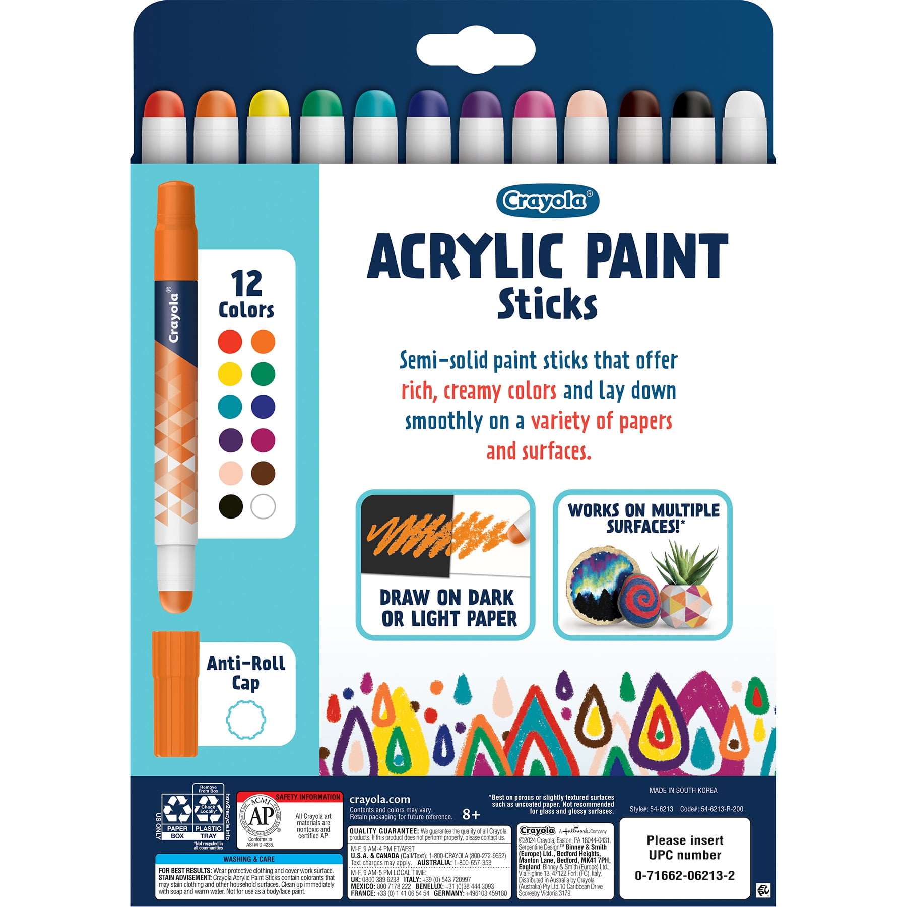 Crayola Acrylic Paint Doodle Sticks, 12 Per Pack, 2 Packs