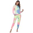 thumbnail image 6 of Doaraha Womens Pajamas Set Tie Dye Two Piece Long Sleeve Sweatshirt Hooded with Pants Sleepwear Pjs, Pink XXL, 6 of 8