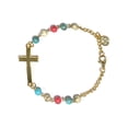 thumbnail image 2 of Bracelet with colorful stones beads and golden cross, 2 of 4