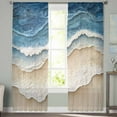 thumbnail image 3 of Blue Beach Coastal Semi Sheer Curtains 84 Inch Length 2 Panels Set, Nautical Seaside Ocean Beige Sheer Kitchen Curtain Privacy Voile Window Curtain for Living Room Bedroom Rod Pocket Drapes, 3 of 7