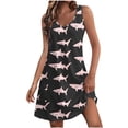 thumbnail image 1 of Dvprdro Robe Débardeur d'Été pour Femmes Mode Imprimé Floral Col en V Sans Manches Fluide Ligne Décontractée Ample Plage Soleil Mini Robe avec Poches, 1 of 5