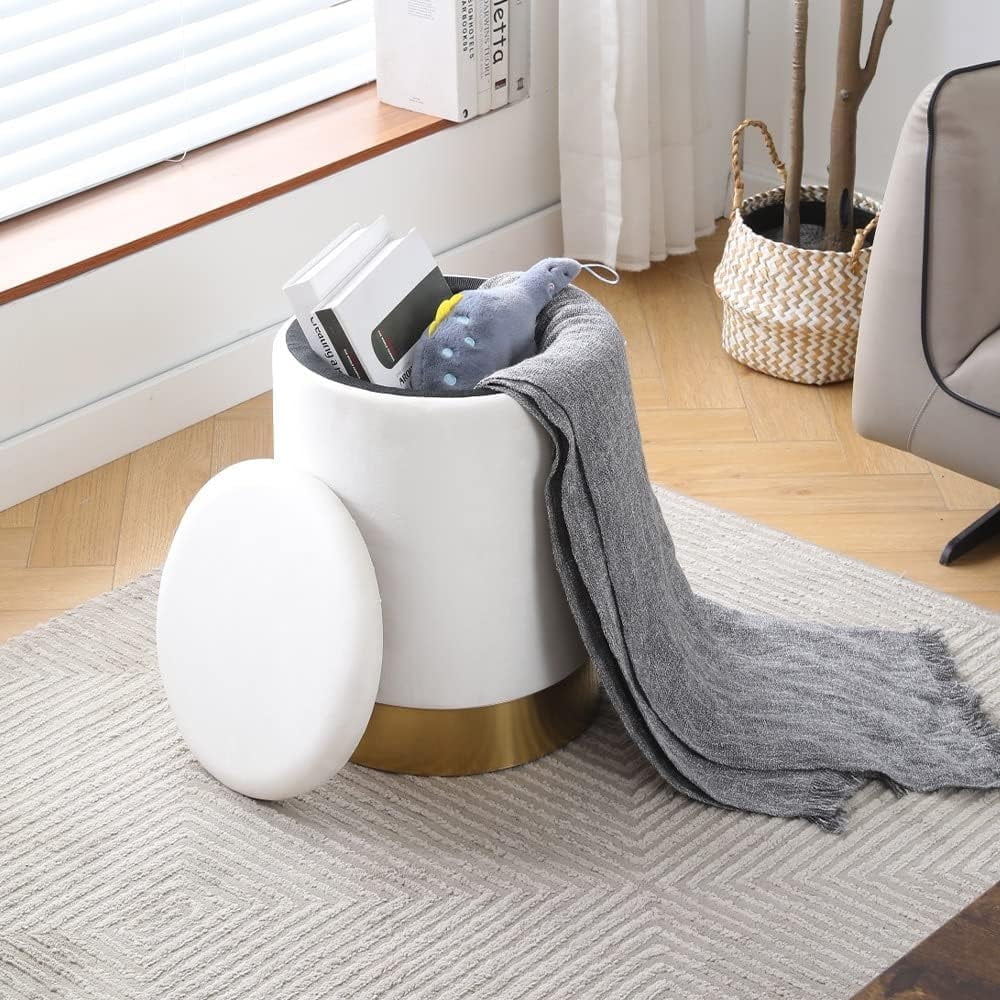Mxfurhawa Cream Velvet Multipurpose Storage Ottoman