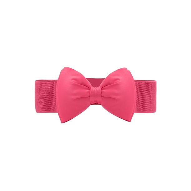 Cinturones elásticos con lazo INSPIRE CHIC para mujeres, ancho de 2.4" elegante y lindo, cinturilla ajustable para vestido de boda de 24 a 32" en fucsia