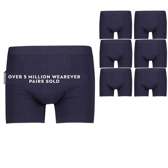 6-Pack Wearever Men's Cotton Regular Absorbency Reusable Incontinence Trunk Boxer Brief Navy 3X (Waist 46-48)
