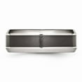 thumbnail image 3 of Solid Stainless Steel Base Black Ceramic Center Beveled Wedding Band Ring Size 7, 3 of 7