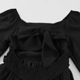 thumbnail image 6 of Miluxas Girls Solid Color Dress Puff Sleeves for Holiday Party Photo Shoot Elegant Flowy Skirt Black 120(120), 6 of 9