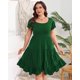 thumbnail image 4 of Vestido verde con volantes y mangas cortas para mujer talla grande AZACHID 4XL, 4 of 8