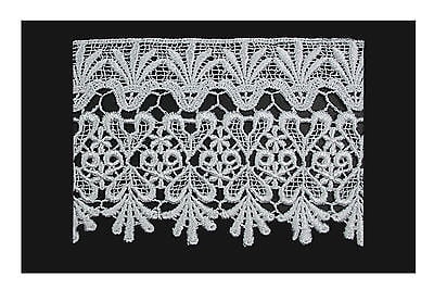 Lily 4-1/8" White Floral Heart Abstract Leaf Pattern Guipure Venice Lace by Yard