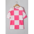 thumbnail image 6 of Women's Plus Size White Textured Checkerboard Round Neck T-Shirt - Casual Summer Style | [ZhiHiMeRi] | (US 14W-16W)1X, 6 of 12