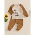 thumbnail image 5 of Toddler Baby Boys Fall Outfits 0 6 12 18 24 Months 2T 3T Letter Print Patchwork Long Sleeve Sweatshirts and Long Pants 2Pcs Clothes Set, 5 of 9