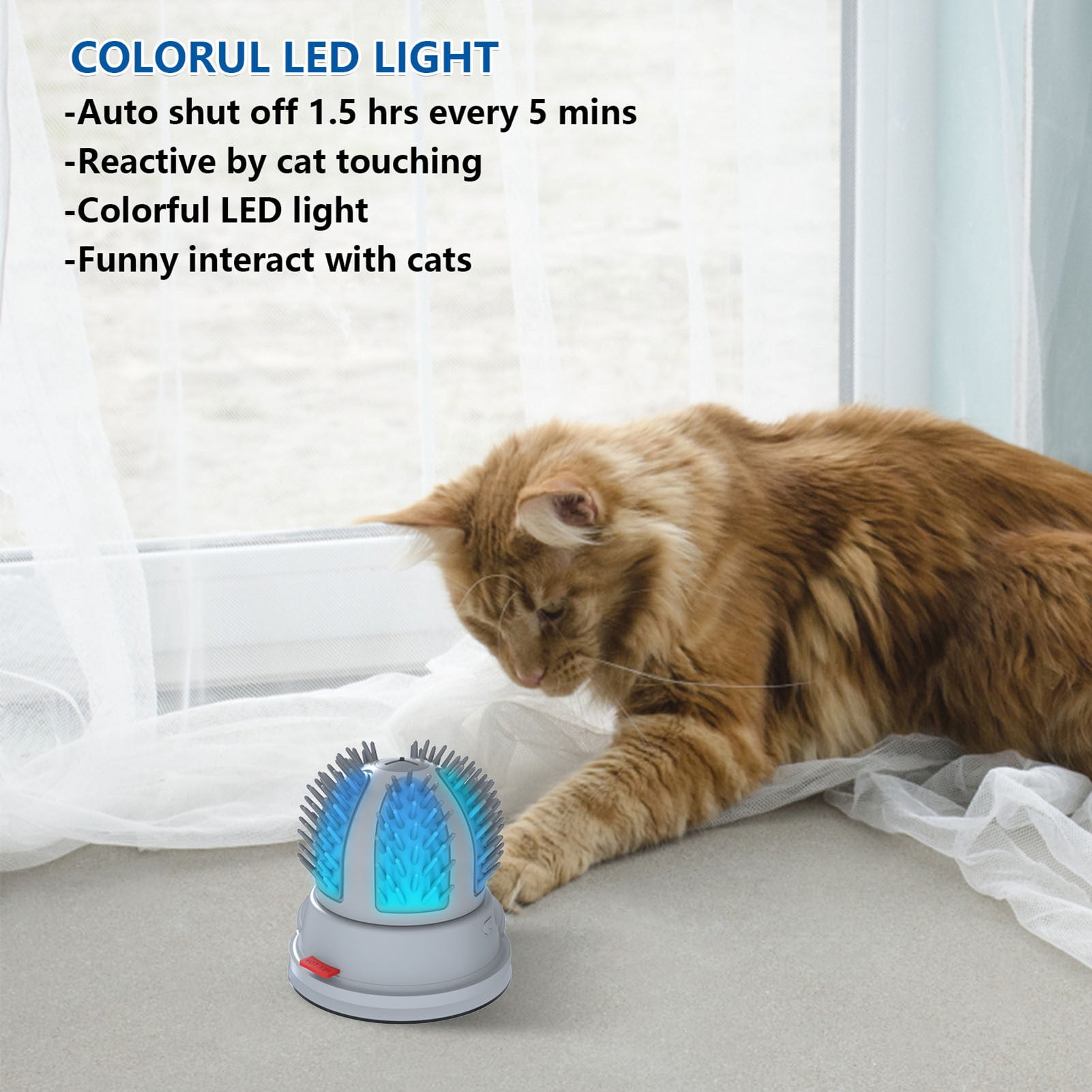 Mixfeer Automatic Cat Self Groomer Smart Cat Massager Rotating Self Cleaming Brush Comb with Light Catnip Cat Interactive Toy