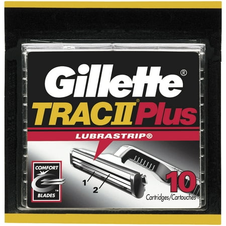 Gillette TRAC II Plus Razor Blade Refill Cartridges, 10
