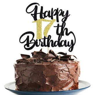 Black Glitter Happy Birthday Cake Topper – Transportation Train Theme, 6.1x5.3 Inch, For Kids Birthday Party