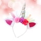 thumbnail image 2 of KAKOWELY 3 diademas de cuerno de unicornio para niña, con flores, para cosplay y fiesta de disfraces (plateadas), 2 of 4