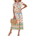 thumbnail image 1 of Vestido de verano GRACE KARIN Boho 2025, manga corta, cuello en V, maxi, 1 of 5