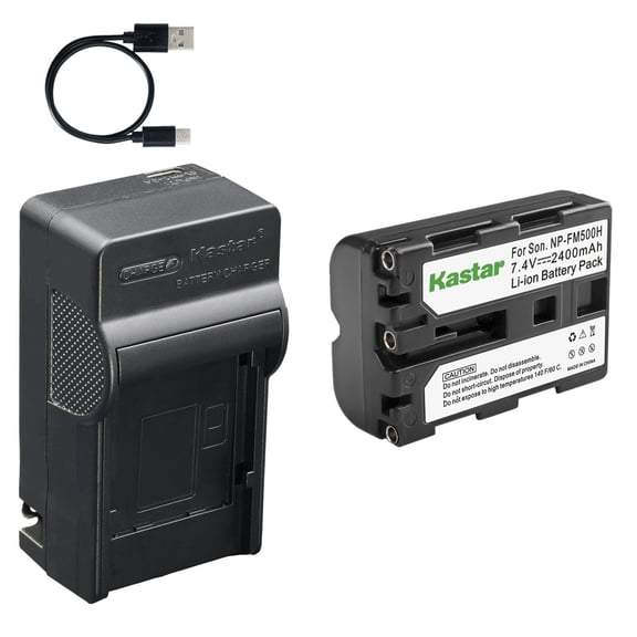 Kastar 1-Pack Battery and AC & USB-C Charger, Compatible with FM500 FM500H Camera, for Sony Alpha A200 A300 A350 A450 A500 A550 A560 A580 A700 A850 A900 A57 A58 A65 A68 A77 A77II A99 A99II