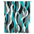 thumbnail image 2 of Aqua Stripe Sheer Curtains 54 Inches Long, Ombre Grey Moire Geometric Modern Abstract Light Filering Curtains, Breathable Simi Curtain Privacy Drapes for Kitchen Bathroom Small Window Treatment, 2 of 9