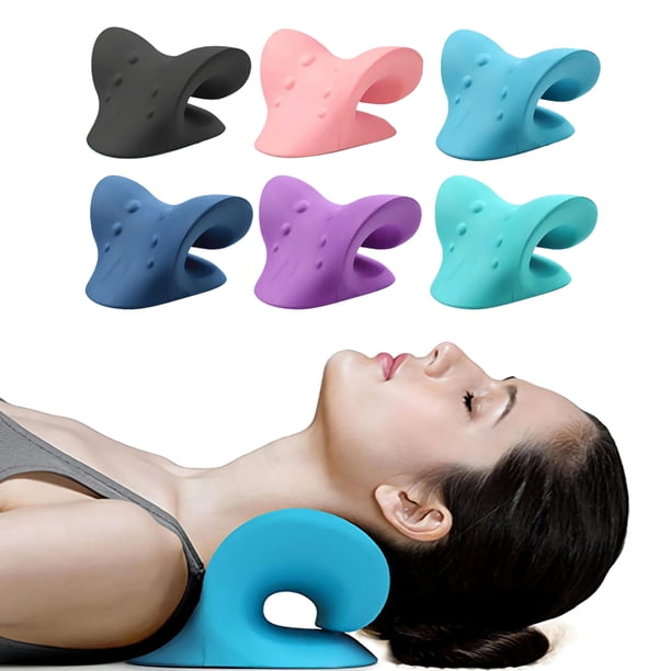 Almohada de masaje relajante para cuello y hombros, dispositivo de tracción quiropráctica Cervical para aliviar el dolor, alineación de la columna Cervical