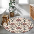 thumbnail image 4 of Boho Red Floral Large Area Rugs for Bedroom Living Room, Soft Non Slip Carpet Bedside Rug, Farmhouse Rustic Flower Leaf Plant Round Floor Cover Kitchen Accent Rug 3' for Dining Room/Office, 4 of 9