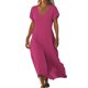 thumbnail image 3 of TaTaai Short Sleeve V-Neck Maxi Dress Women's Solid Color Casual Dress with Lock Detail Stretchy Polyester Blend Summer Wear Gift, 3 of 6