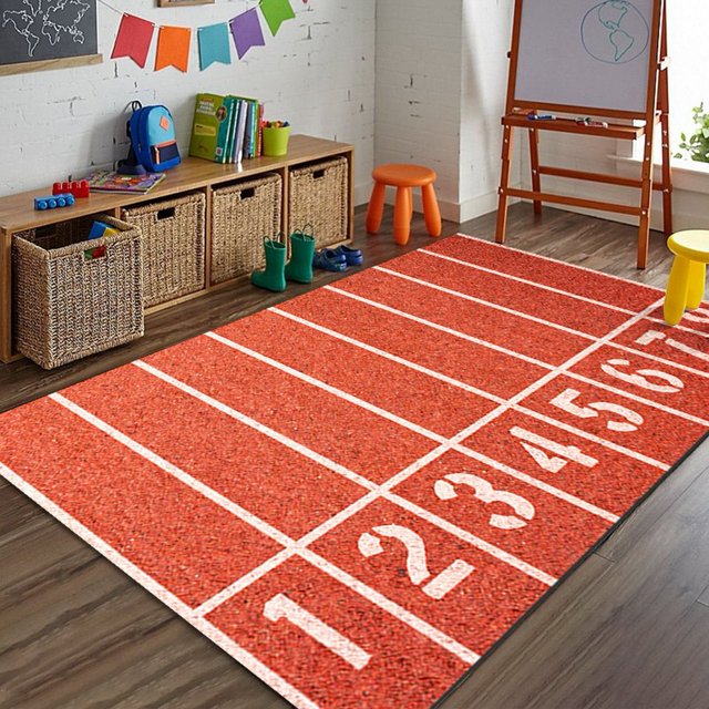 Football Rug Playing Football Interesting Sports Scene Design Modern Football Non Slip Area Rug Floor Mat