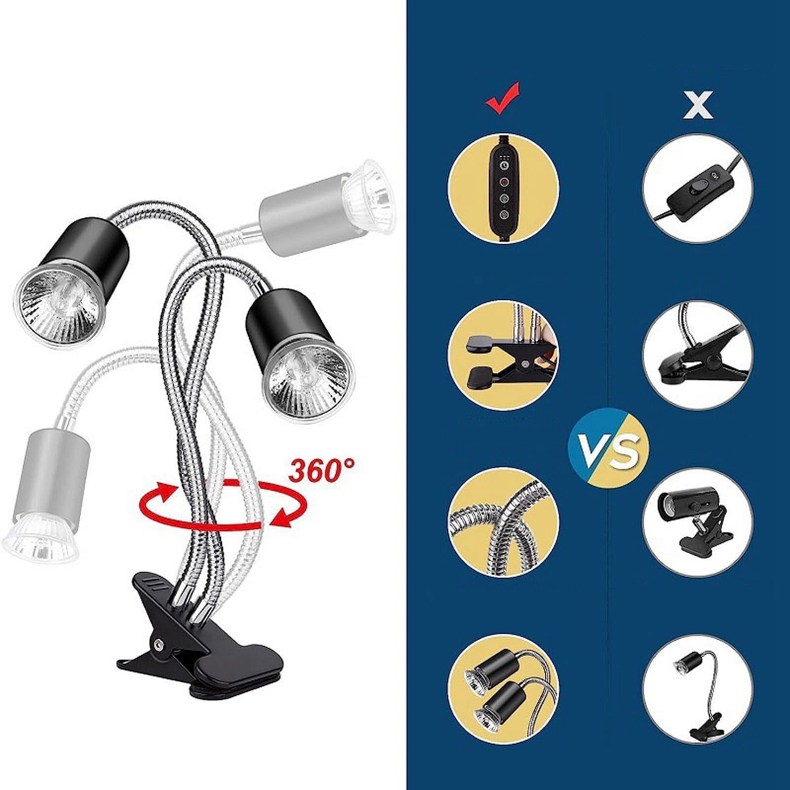 Pet Supplies Turtle Basking Lamp Heating Calcium Supplement UVA Climbing Tortoise Double Headed Insulation Sun Lamp
