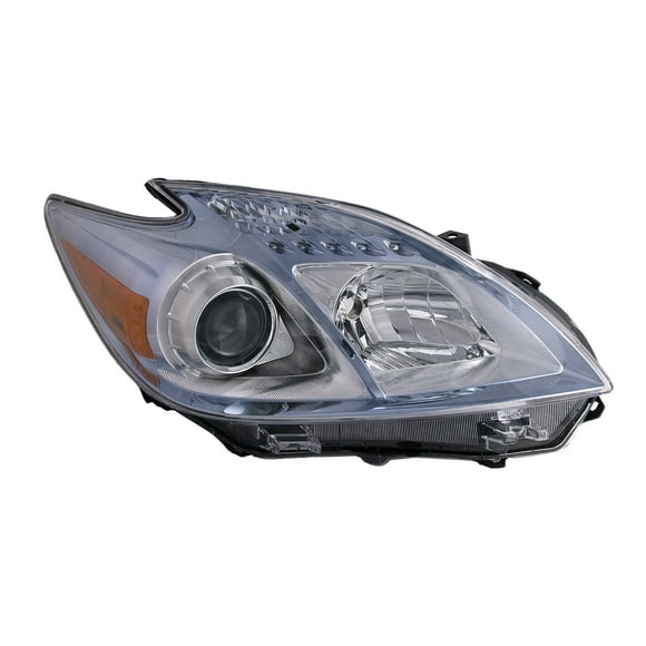 HEADLIGHTSDEPOT Chrome Housing Halogen Headlight Compatible with Toyota Prius 2010-2011 Includes Right Passenger Side Headlamp