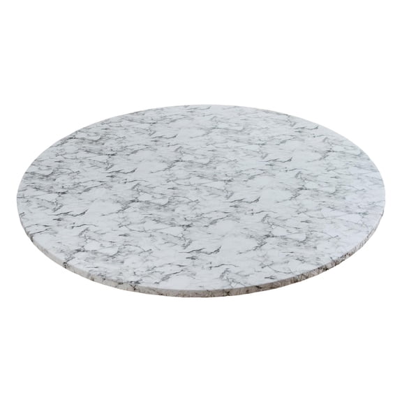 Round Fitted Tablecloth with Flannel Backing, Waterproof Wipeable Table Cover Elastic Edge, Luxury White Marble Pattern, for