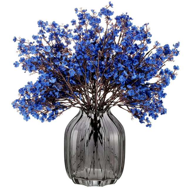 JAKY-Global Real Babys Breath Flores Artificiales Azul Oscuro 12 Paquetes de Relleno de jarrón Plantas de Seda Falsas Europeas decoración aparador decoración de Fiesta de Boda Ramos DIY hogar jardín