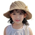 thumbnail image 1 of Sombrero de paja para niñas, sombrero de ala ancha para el sol, para verano y playa, para niñas de 4 a 10 años, 1 of 7