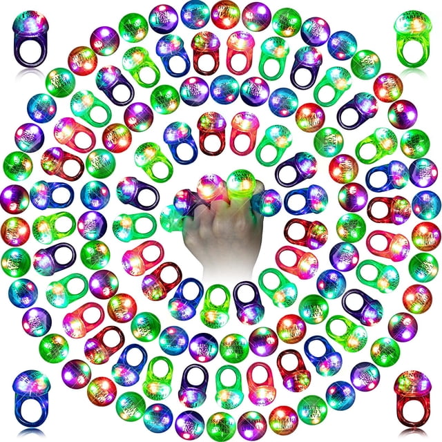 Anillo Sosation para Halloween, 100 unidades, con luces LED parpadeantes