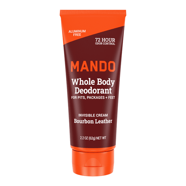 Mando Whole Body Deodorant for Men - Invisible Cream - Aluminum Free - Bourbon Leather - 2.2oz