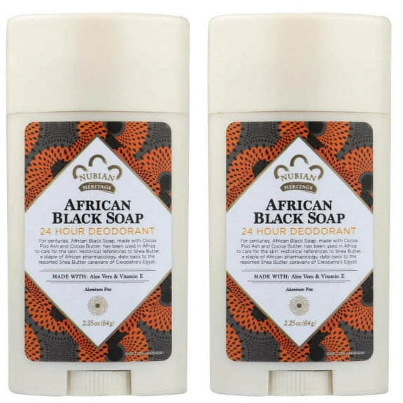 Nubian Heritage 24 Hour Deodorant African Black Soap, 2.25 oz(Pack of 2 )