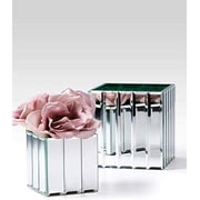 Serene Spaces Living Mirrored Glass Cube Vase, Modern Design, 4-Inch