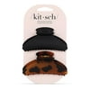 Kitsch Recycled Plastic Medium Hair Claw Clip, Tortoise and Black, 2pc Set
