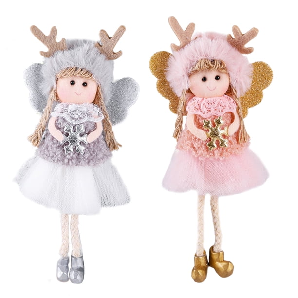 Colgante Colgante De Árbol De Navidad Mini Ángel Niña Muñeco De Peluche Colgantes Año Nuevo Regalos De Decoración De Fiesta De Navidad 2 Uds Yuarrent HA038493-00