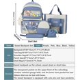 thumbnail image 3 of Juego de mochila Kawaii de 5 uds para niñas adolescentes, bonitas mochilas escolares de 17 pulgadas con bolso de hombro, caja de lápices, bolso de mano, bolso pequeño, azul, 3 of 4
