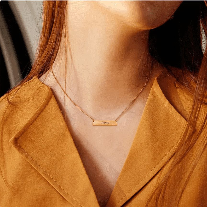 Personalized 4-Sided Bar Necklace Engraved Jewelry Christmas Gift for Her Name Necklace