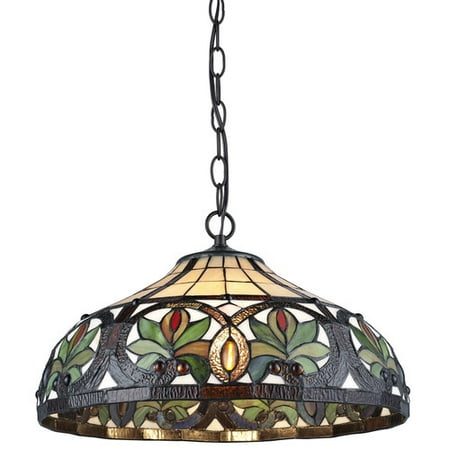 Serena D Italia Tiffany 2 Light Sunrise Bronze Hanging Lamp Serena D Italia Tiffany 2 Light Sunrise Bronze Hanging Lamp