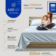 THREAD SPREAD King Sheets Cotton - 400 Thread Count 100% Egyptian Cotton Sheets King Size (4 PC, Light Blue), Soft, Cooling Sateen Hotel Sheet Set