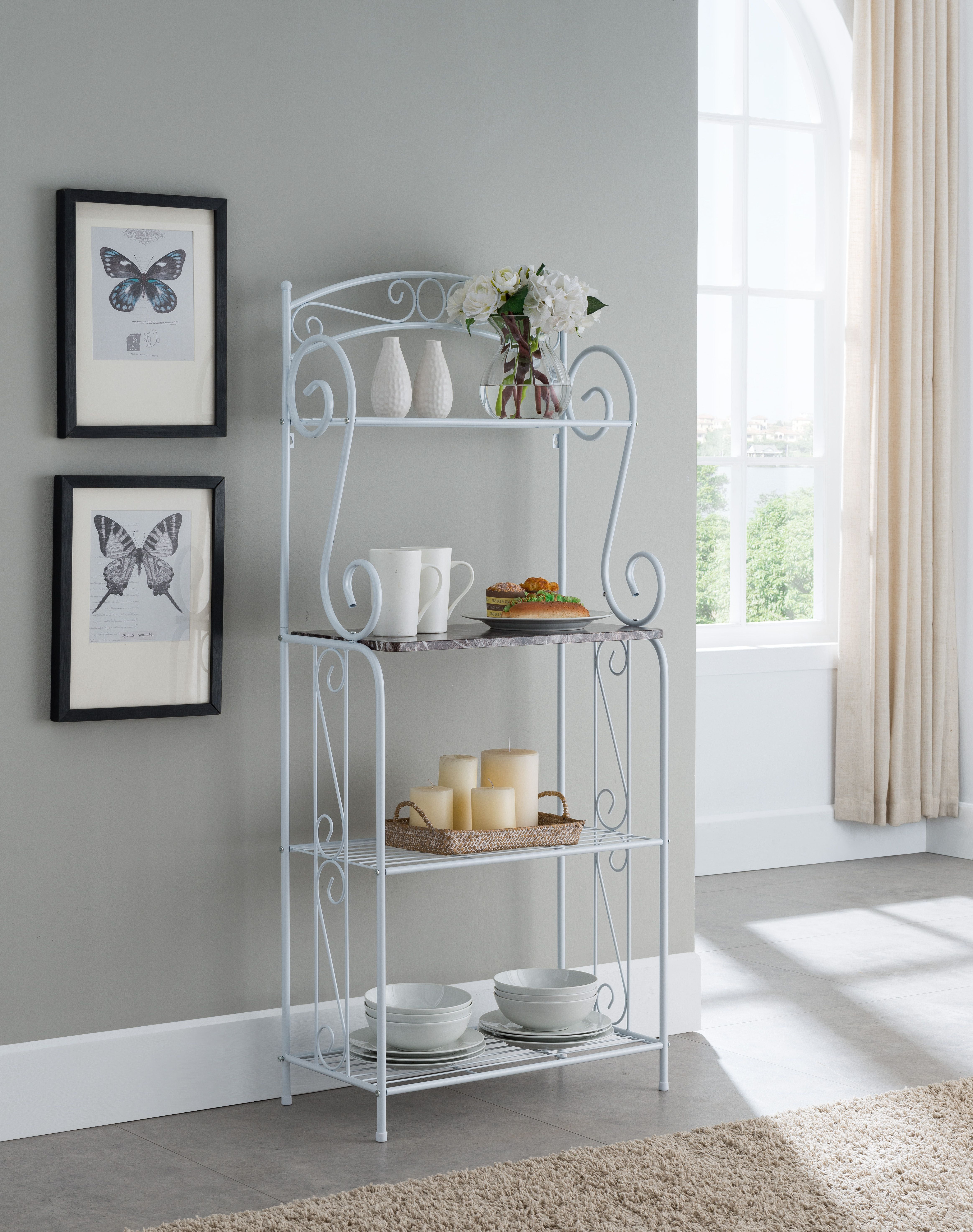 Pemberly Row 16 5 Tier Iron Bakers Rack in White 