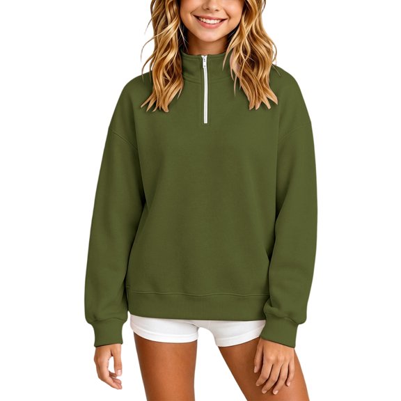 Boys And Girls Quarter Zip Stand Collar Sweatshirt,Kids Autumn Winter Casual Windproof Warm Long Sleeve Sweatshirts