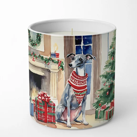 Italian Greyhound Cozy Christmas Decorative Soy Candle 3.25 in x 3.75 in