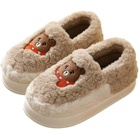 

PIKADINGNIS Fluffy Fur Warm Slippers for Women Men Cute Animal Printing Trendy Soft House Shoes Memory Foam Indoor Slippers