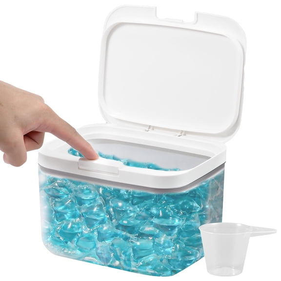 Laundry Pods Container Automatic Pop-Up Dishwasher Pod Holder 2.8L Sealed Box With Measuring Cup (2.8l )