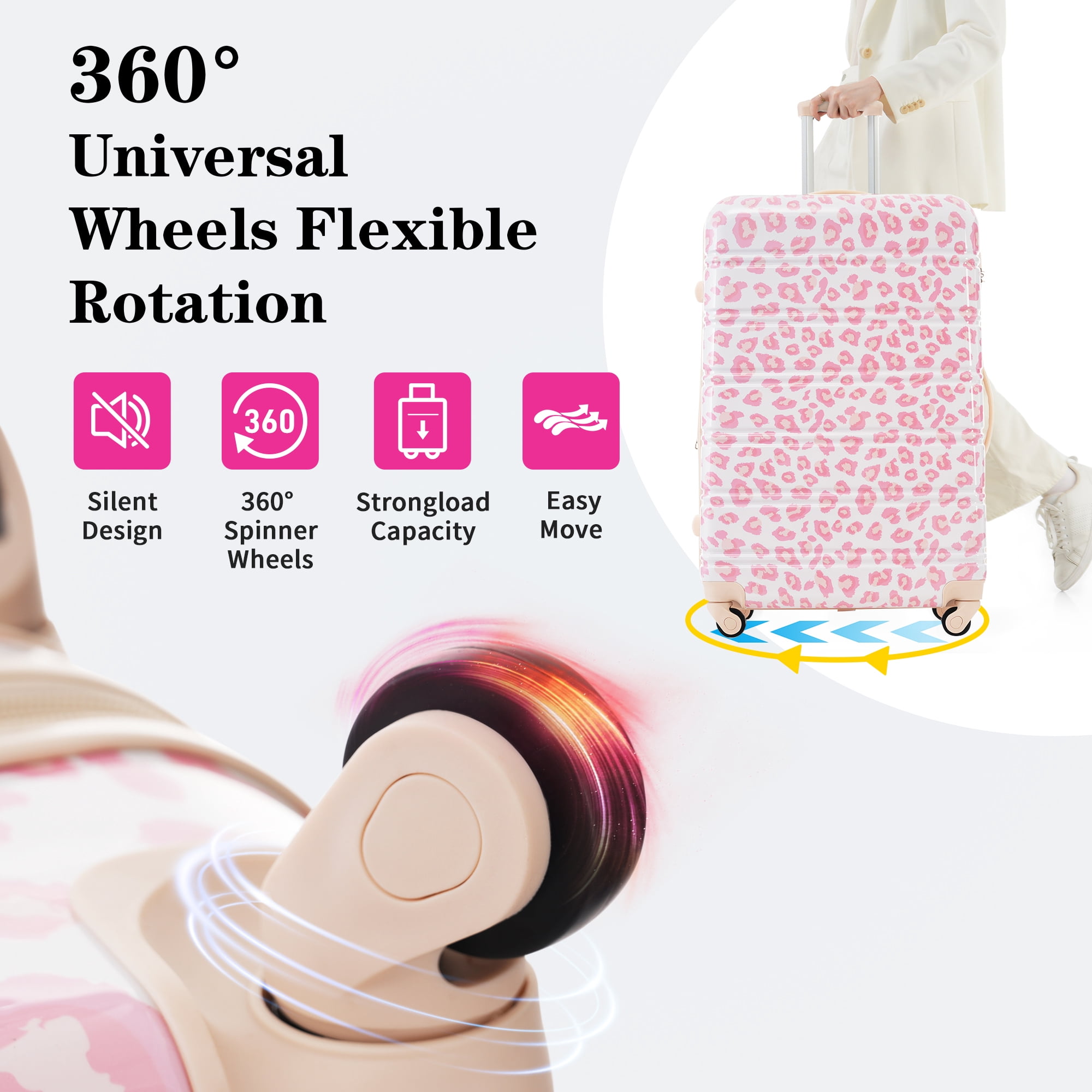 Hardshell Luggage Sets 3 pcs Spinner Suitcase with TSA Lock Lightweight-20"+24"+28" Luggages