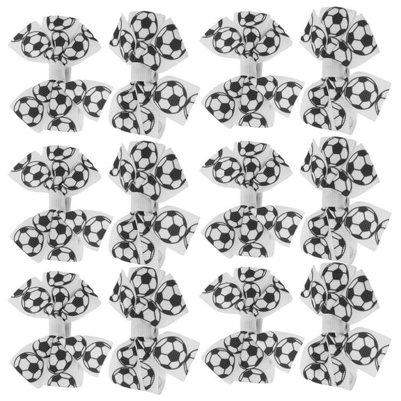 LOLIPPYY 6 Pairs White Soccer Ribbon Bow Barrettes, Thick Material Sports Hair Accessories for Active Girls
