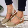 thumbnail image 2 of Modisza Women Espadrilles Wedge Sandals Summer Casual Walking Sandal Closed Toe Arch Support Shoes with Buckles Ankle Strap Khaki Size 5.5, 2 of 8