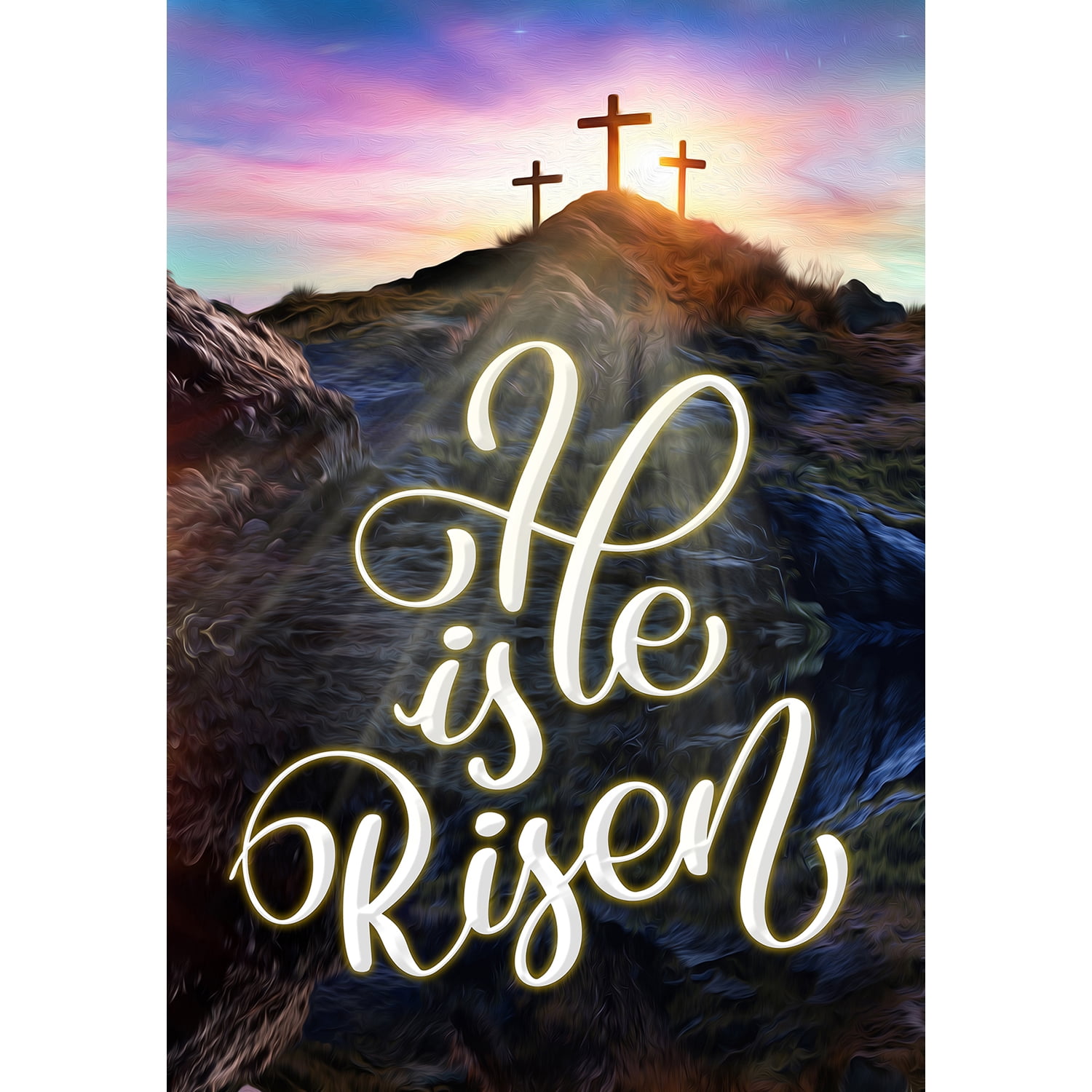 America Forever He is Risen Easter House Flag 28 x 40 inch Double Sided Religious Cross Christian Celebration Small Spring Holiday Seasonal Easter Day Flags for Outdoor Yard Lawn Decoration