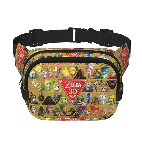 The Legend Of Zelda Waist Bag for Women Men Adjustable Strap Crossbody Square Double Layer Fanny Pack